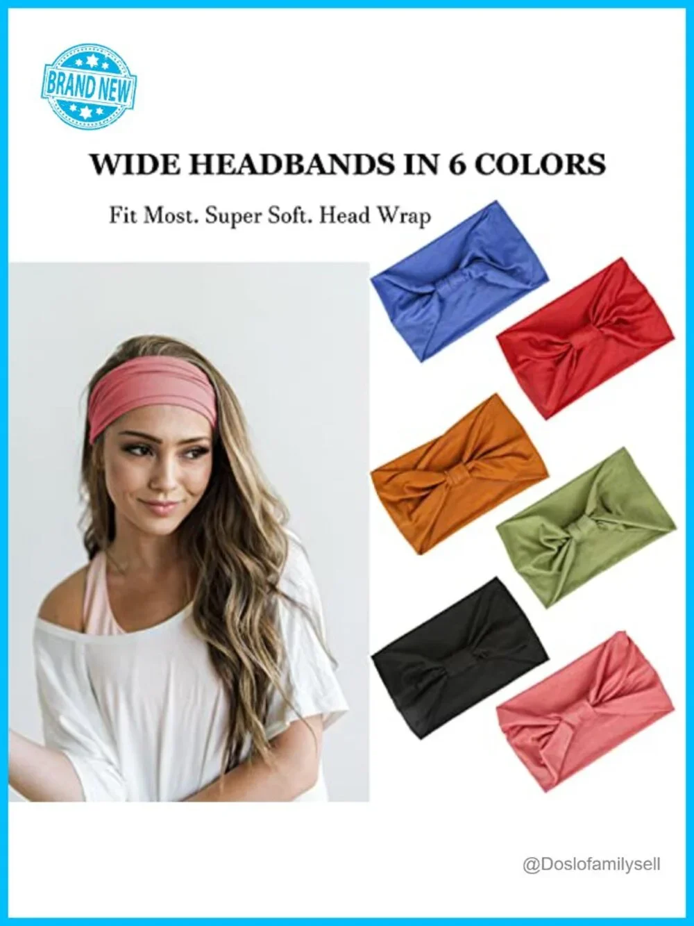 6 Pack Non Slip Wide Headbands for Women Yoga Running Workout